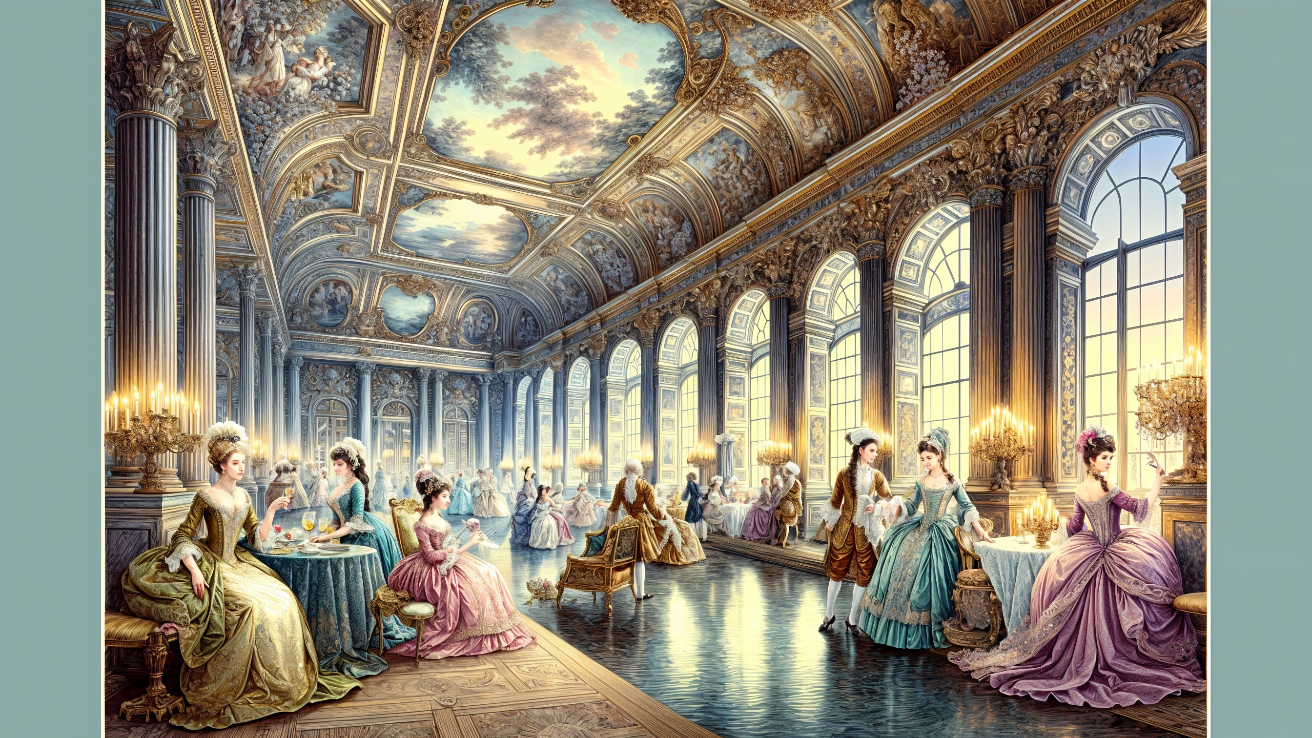Opulent Grand Hall with Elegant 18th-Century Decor