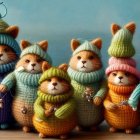 Knitted Animal Figures in Cozy Sweaters Display