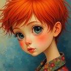 Portrait of a Young Boy with Red Hair and Expressive Eyes