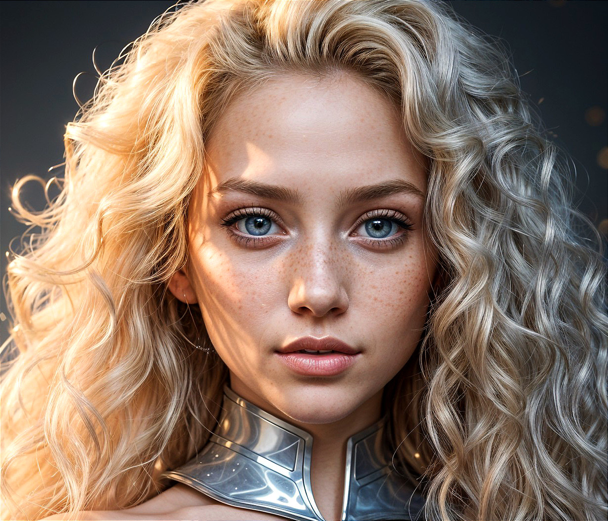 Close-up Portrait of a Young Woman with Blue Eyes