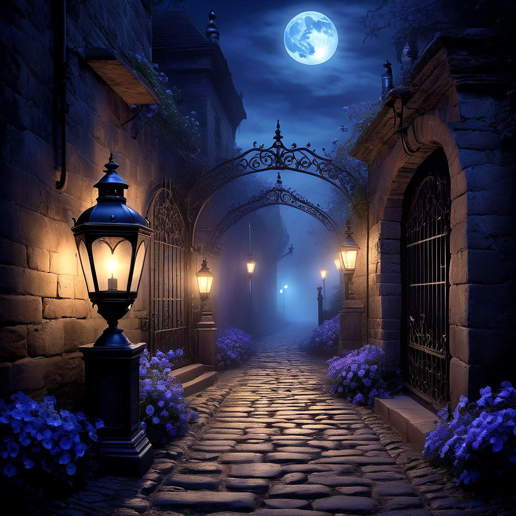 Enchanted Night in Moonlit Alley