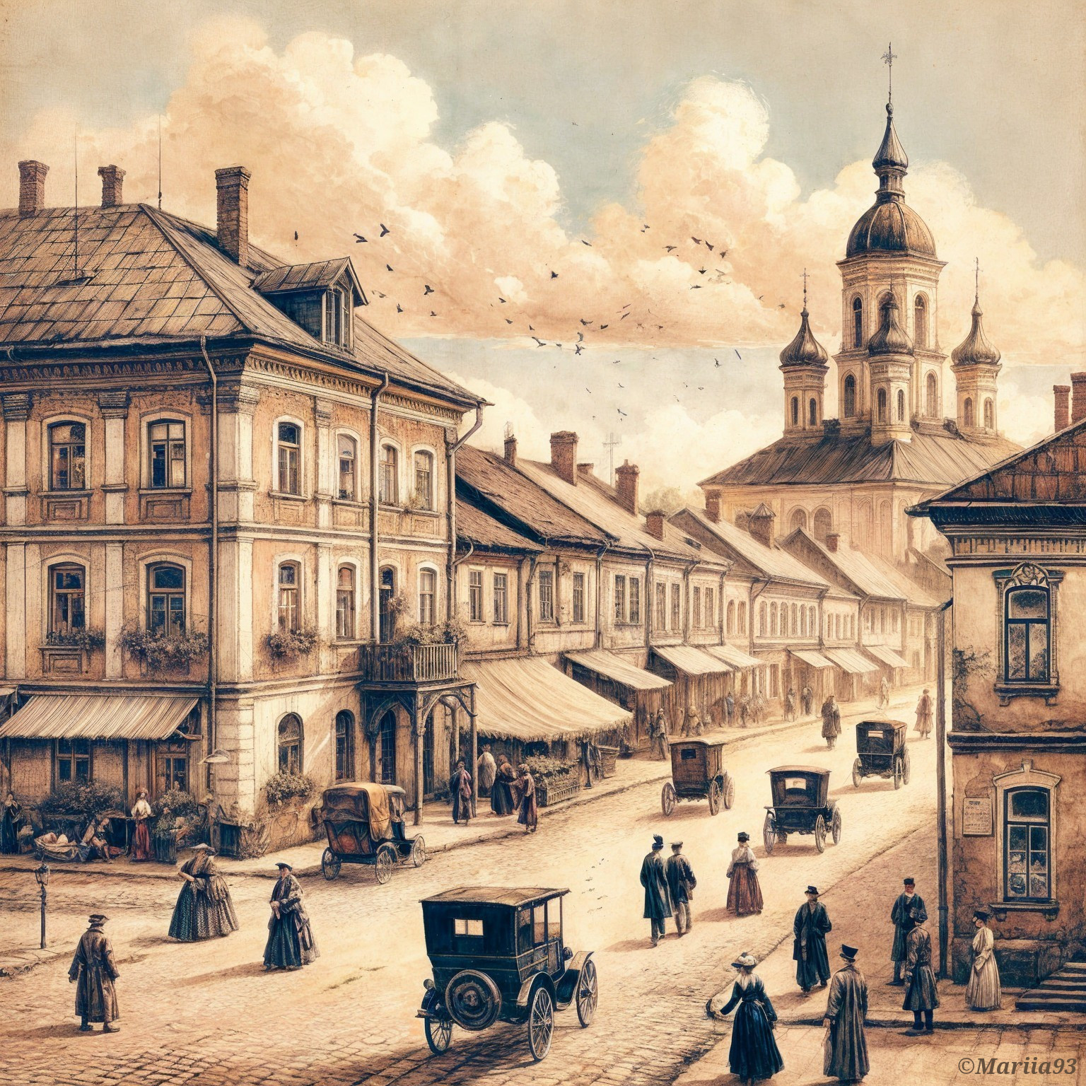 Historic Street Scene with Vintage Charm and Architecture