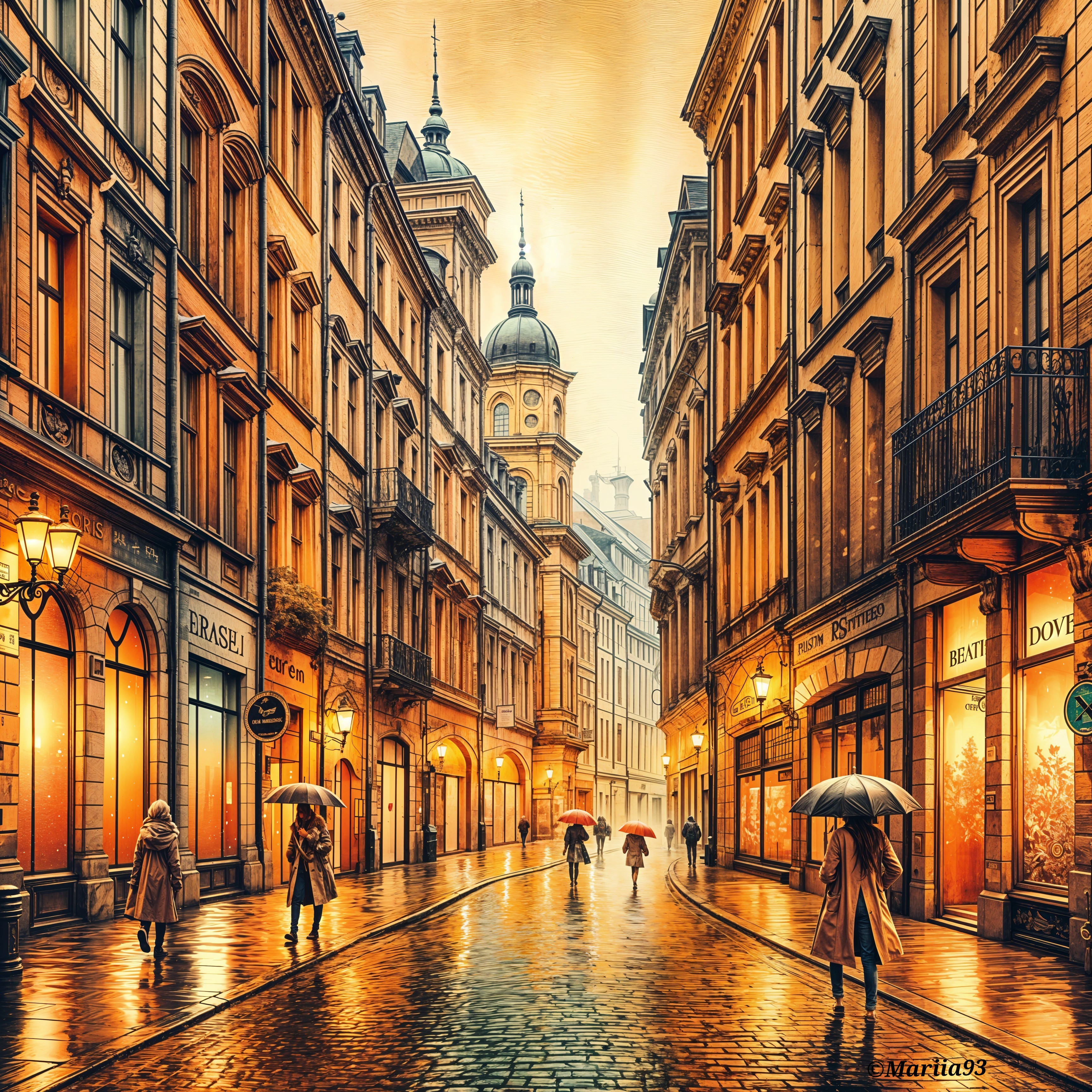 Charming Dusk Street Scene with Elegant Buildings