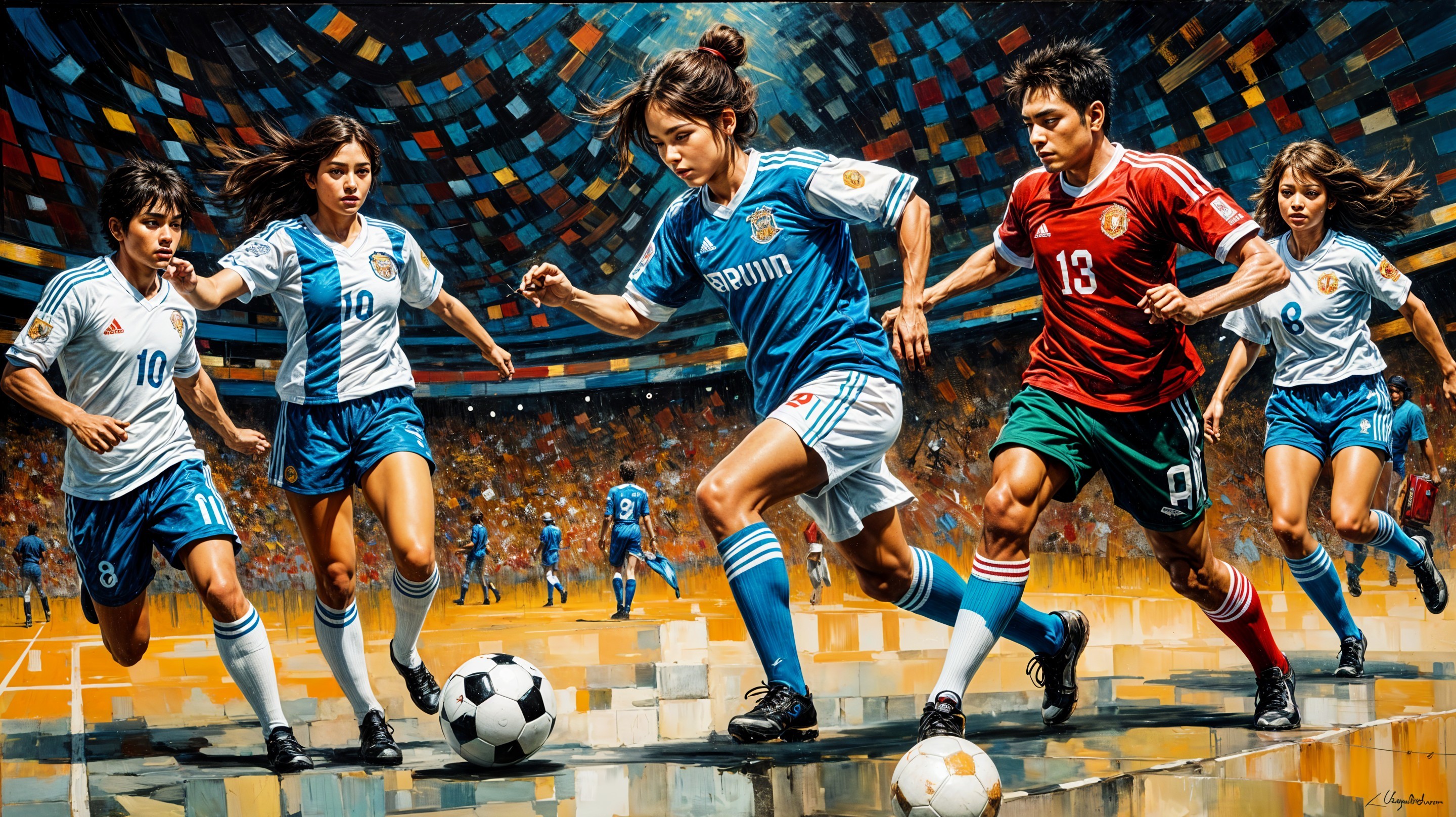 Intense Soccer Match Between Argentina and Mexico Women