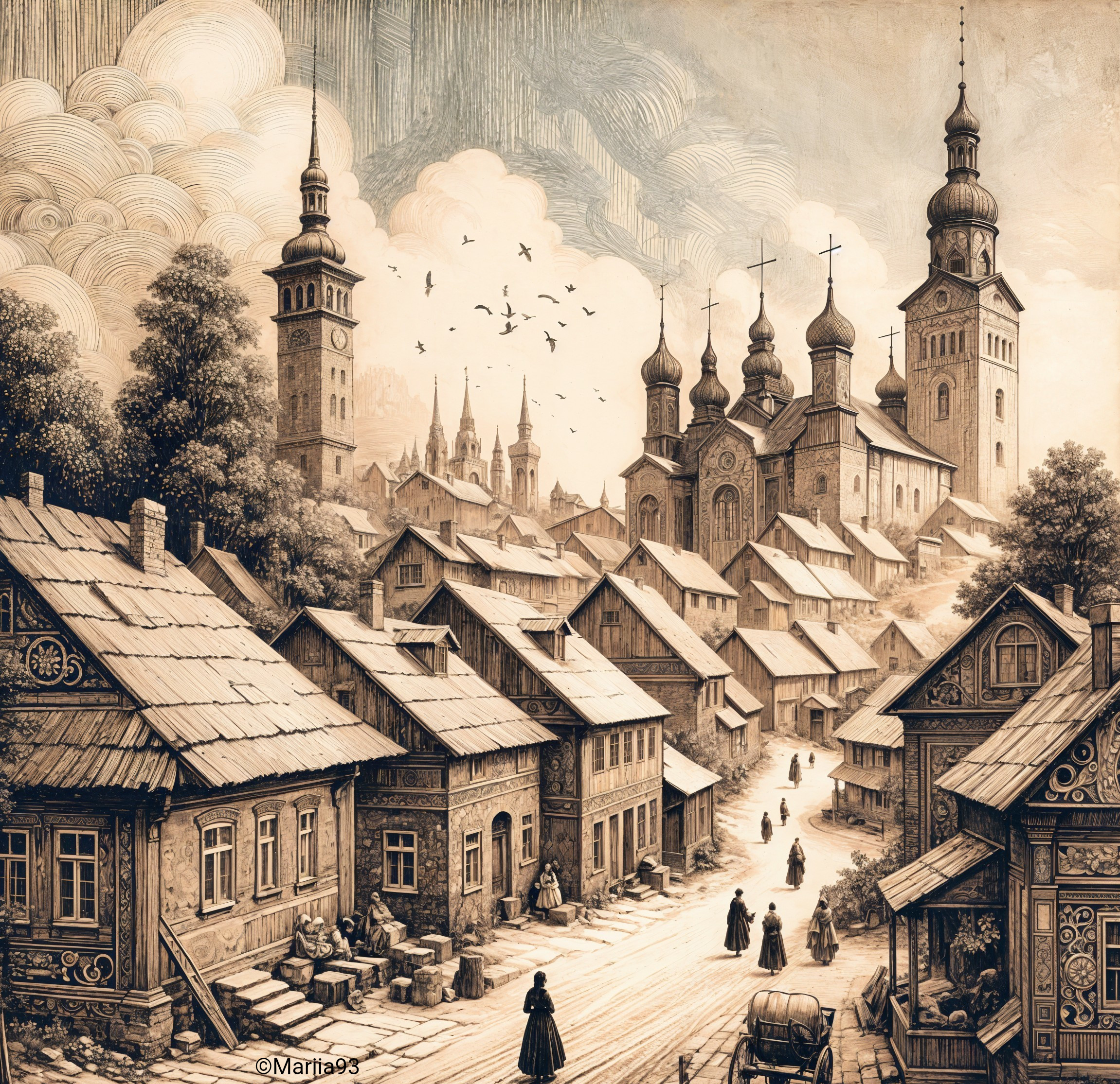 Charming Historical Village with Cobblestone Streets
