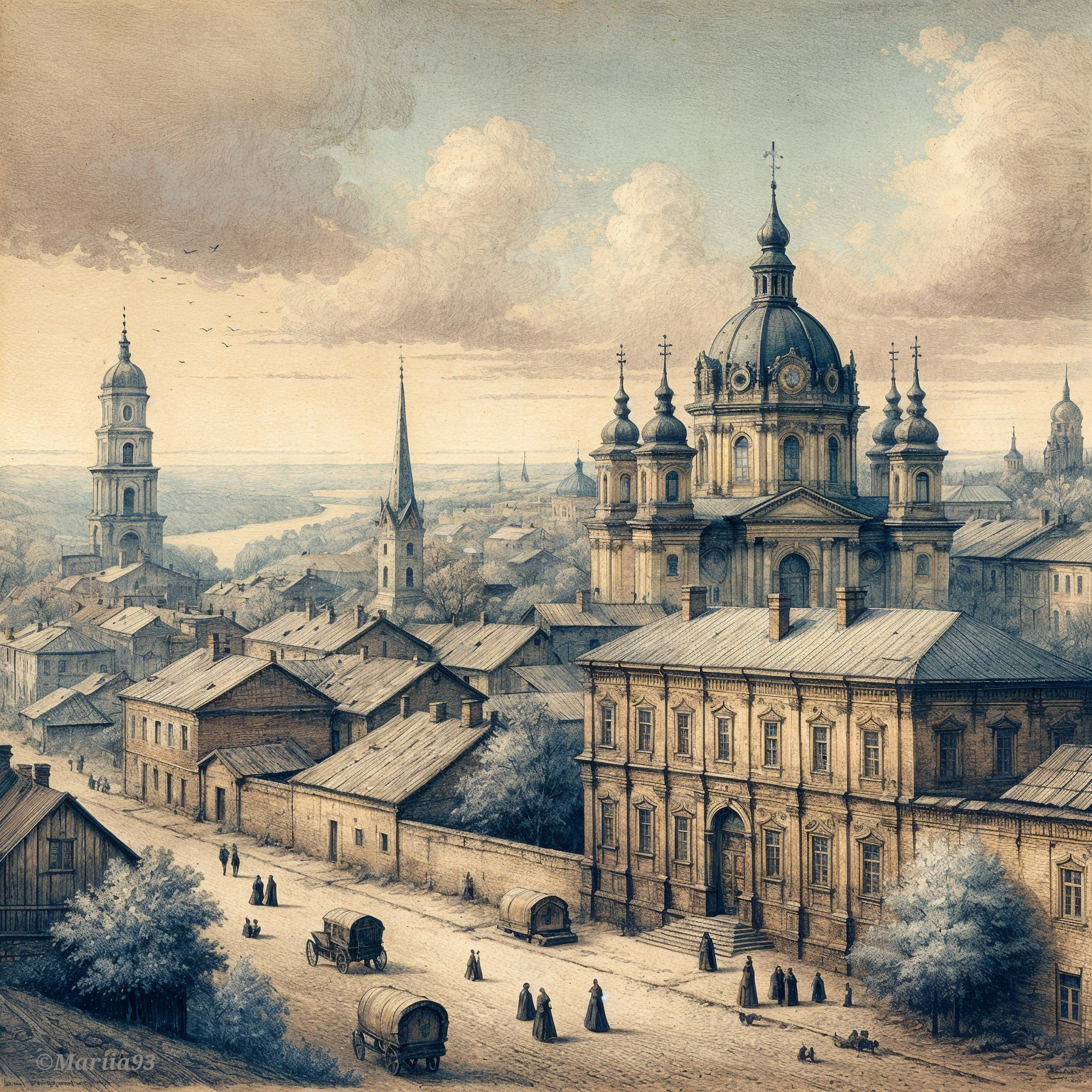 Historical Urban Scene with Diverse Architecture
