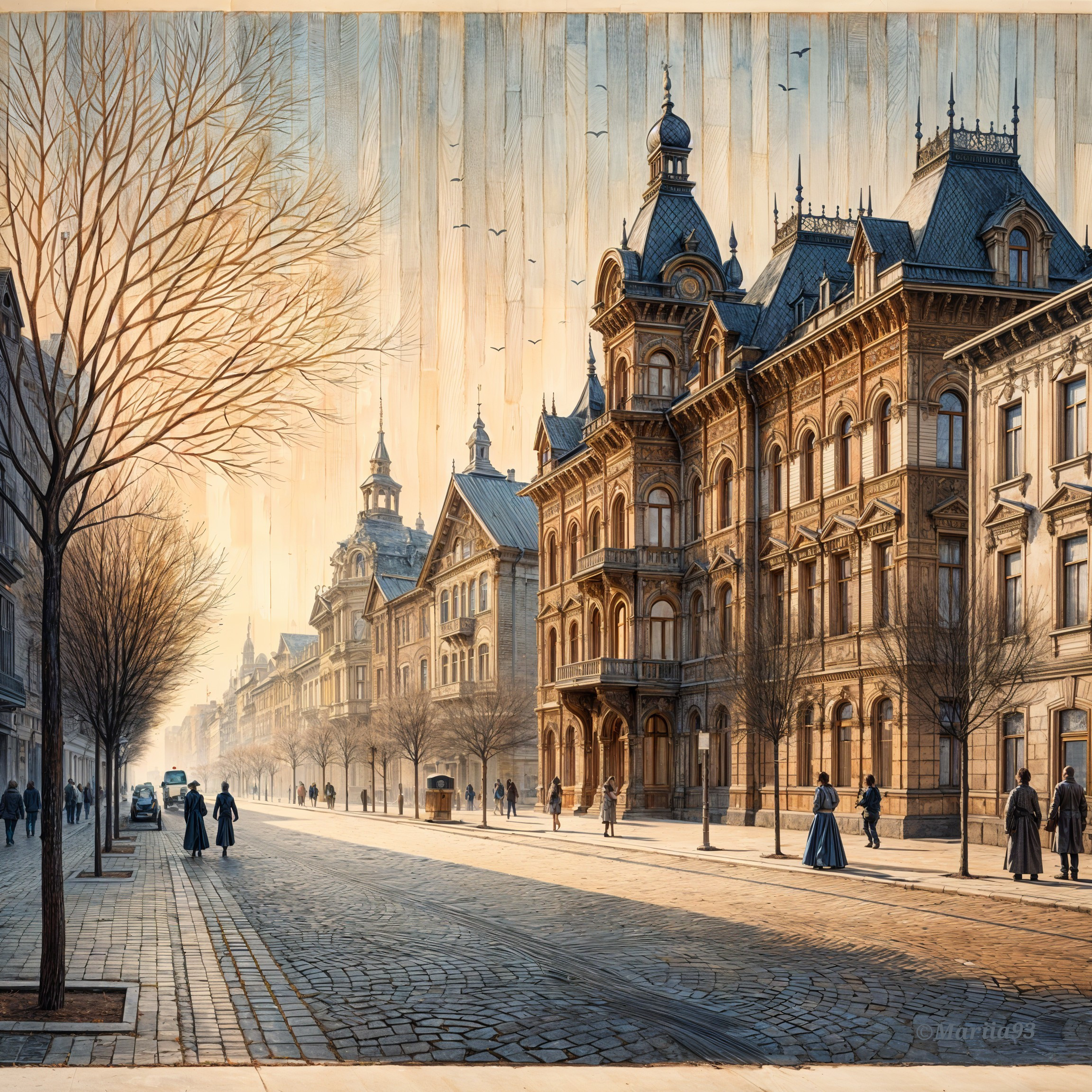 Historic Street with Elegant Buildings and Vintage Atmosphere
