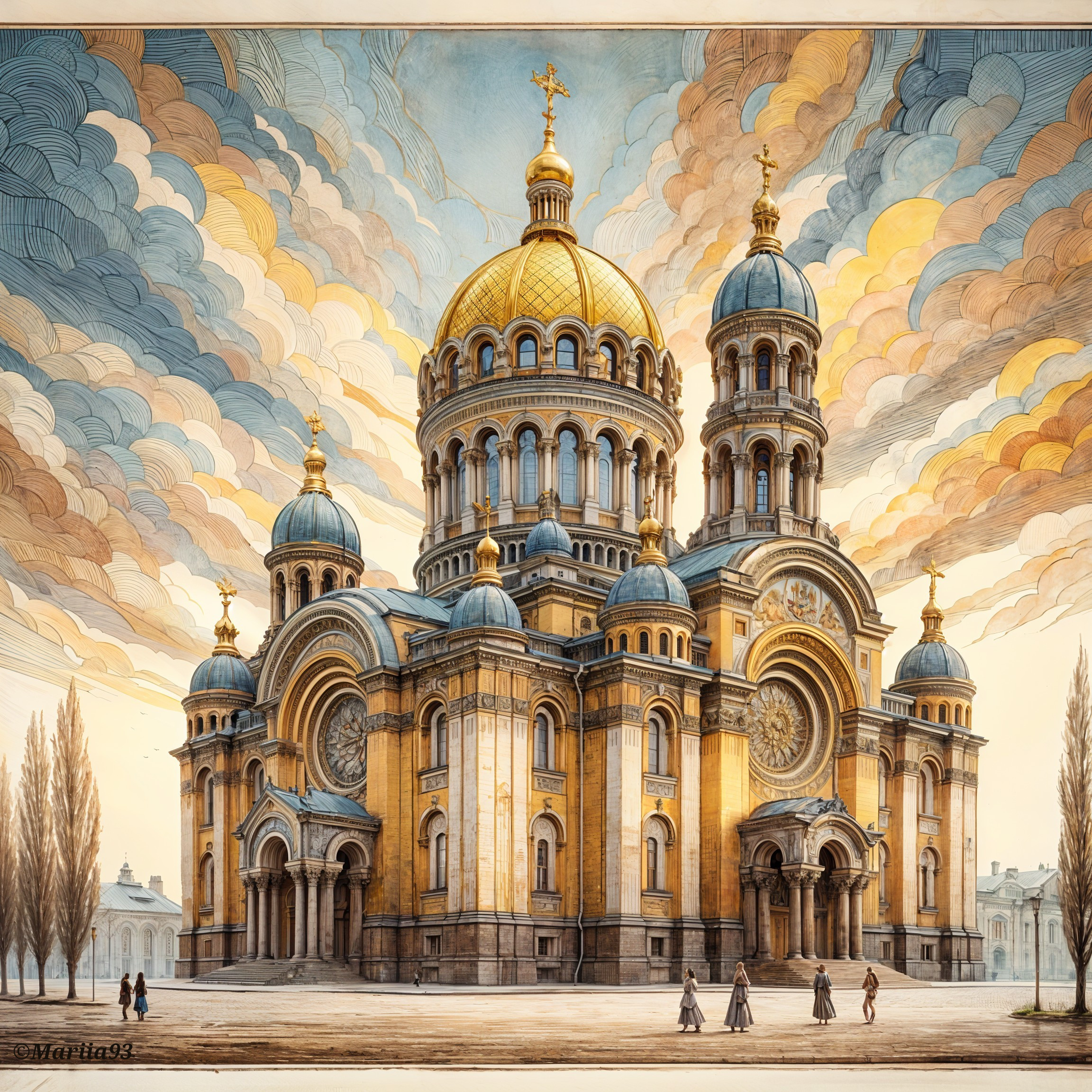 Ornate cathedral with domes and detailed architecture