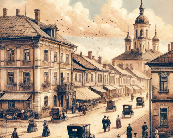 Historic Street Scene with Vintage Charm and Architecture