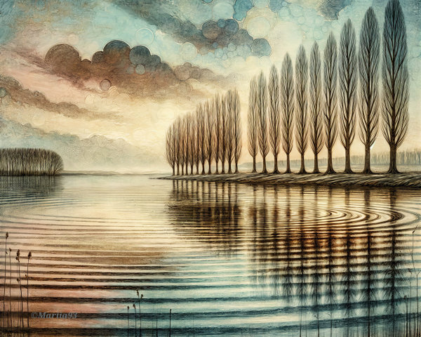 Serene Lake Landscape with Reflective Water and Trees