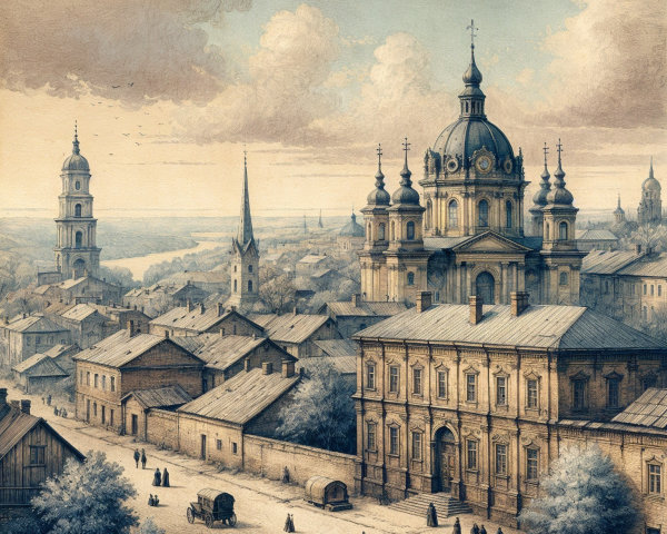 Historical Urban Scene with Diverse Architecture