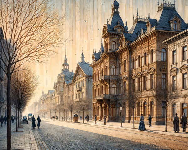 Historic Street with Elegant Buildings and Vintage Atmosphere