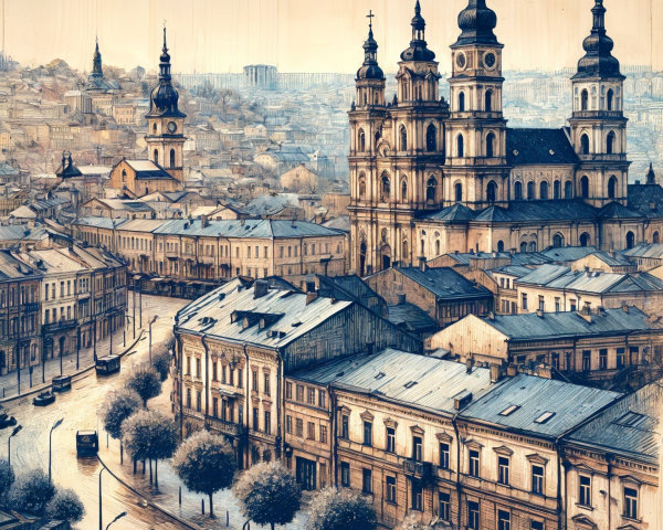 Historic Cityscape with Charming Architecture and Trams