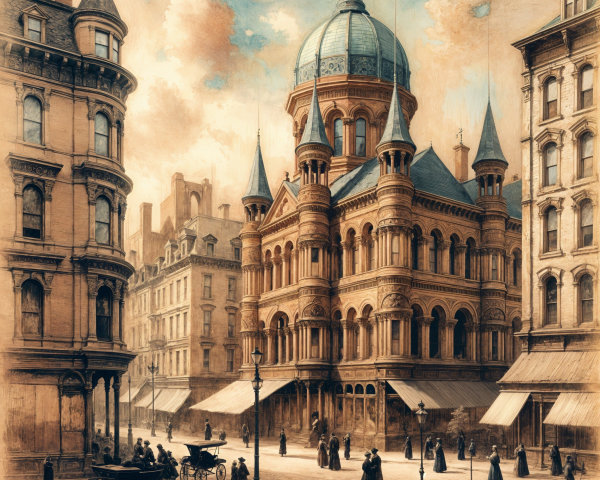 Picturesque Cityscape with Historic Architecture and Dome