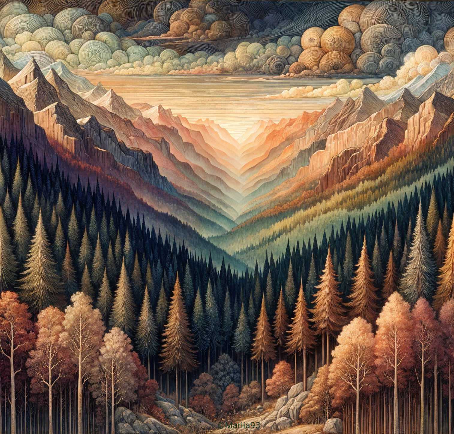 Majestic Mountain Landscape with Vibrant Sunset Hues