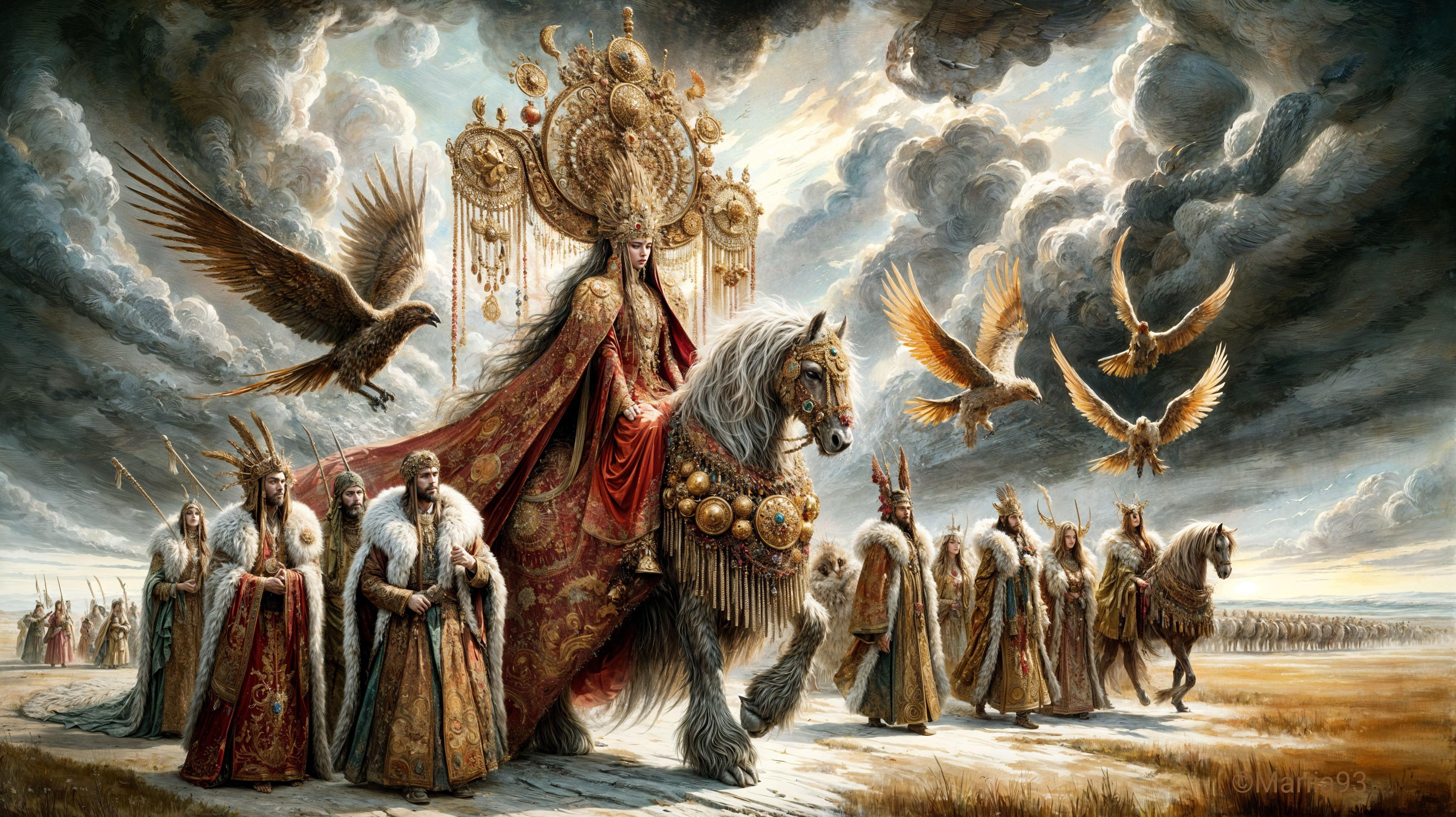 Regal Procession in Dramatic Landscape with Attendants