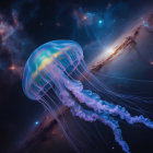 Whimsical Jellyfish-Like Creature in Cosmic Space