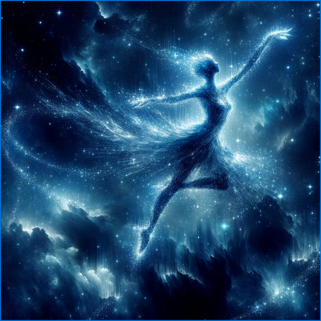Ethereal Figure in Cosmic Stardust and Nebulae