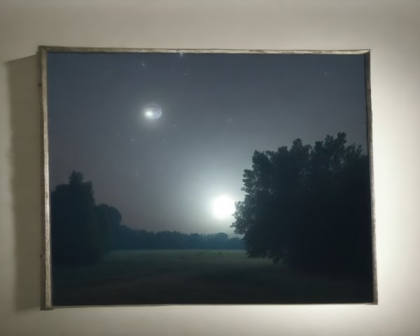Serene Night Landscape with Moon and Starry Sky
