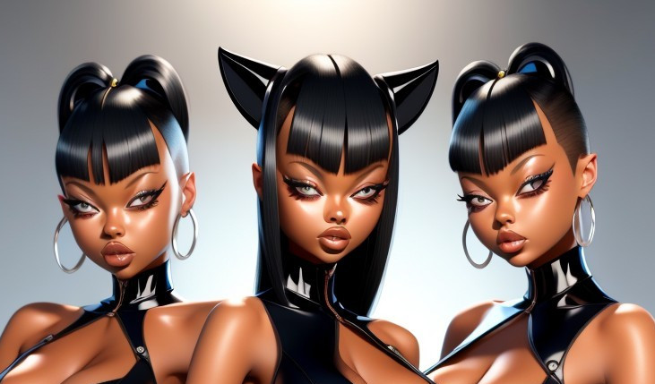 Fierce Feline Trio: Animated Beauties