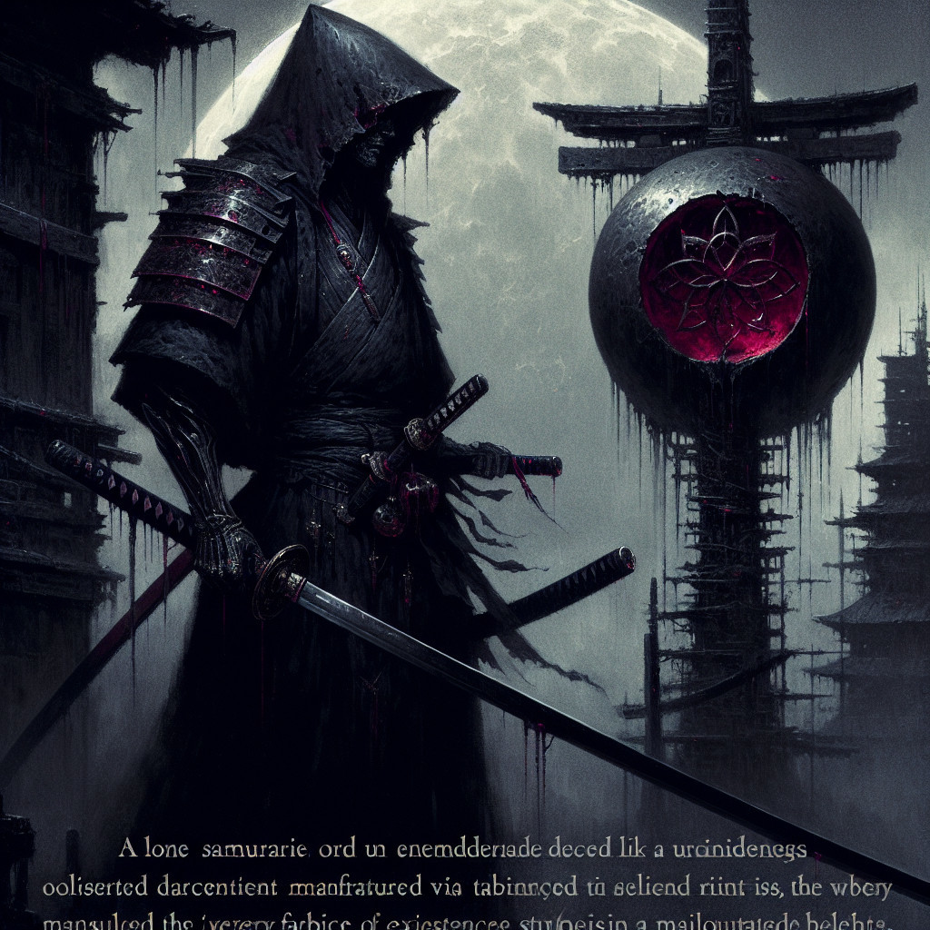 Solitary Samurai in Shadowy Setting with Katana