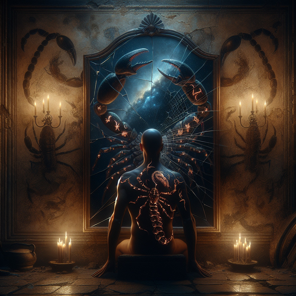 Mystical Scene with Scorpion Tattoo and Candles
