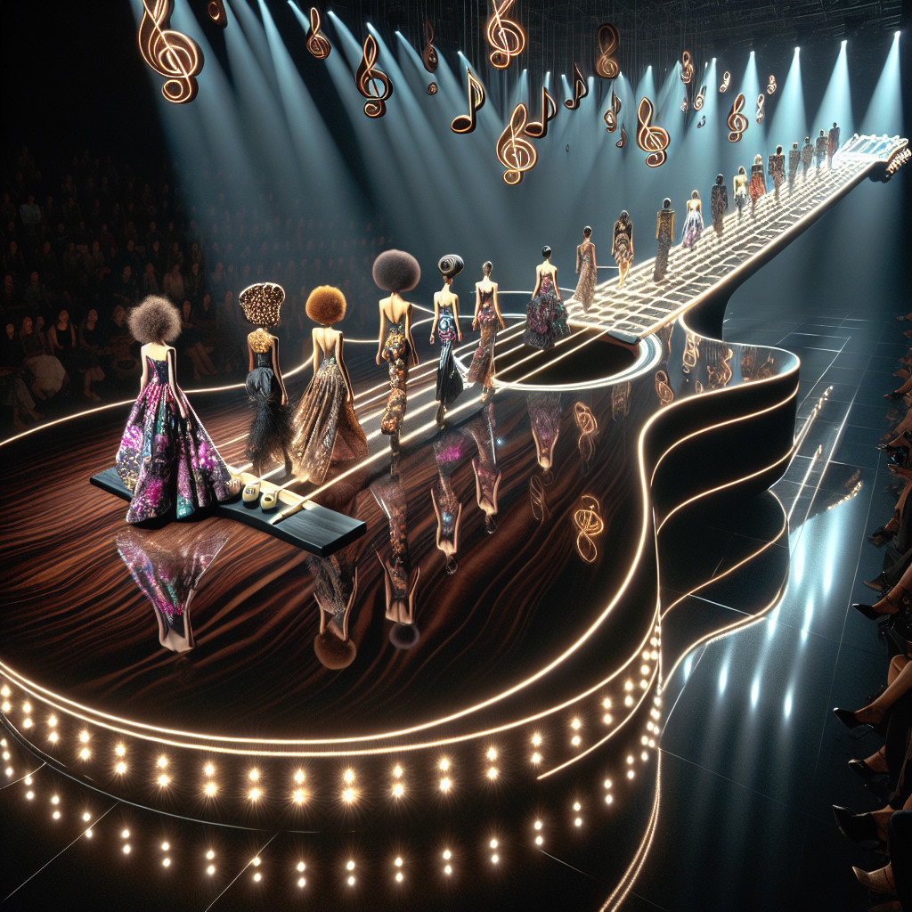 Fashion Runway Designed as a Giant Guitar Stage