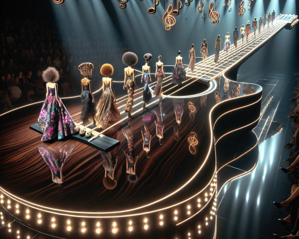 Fashion Runway Designed as a Giant Guitar Stage