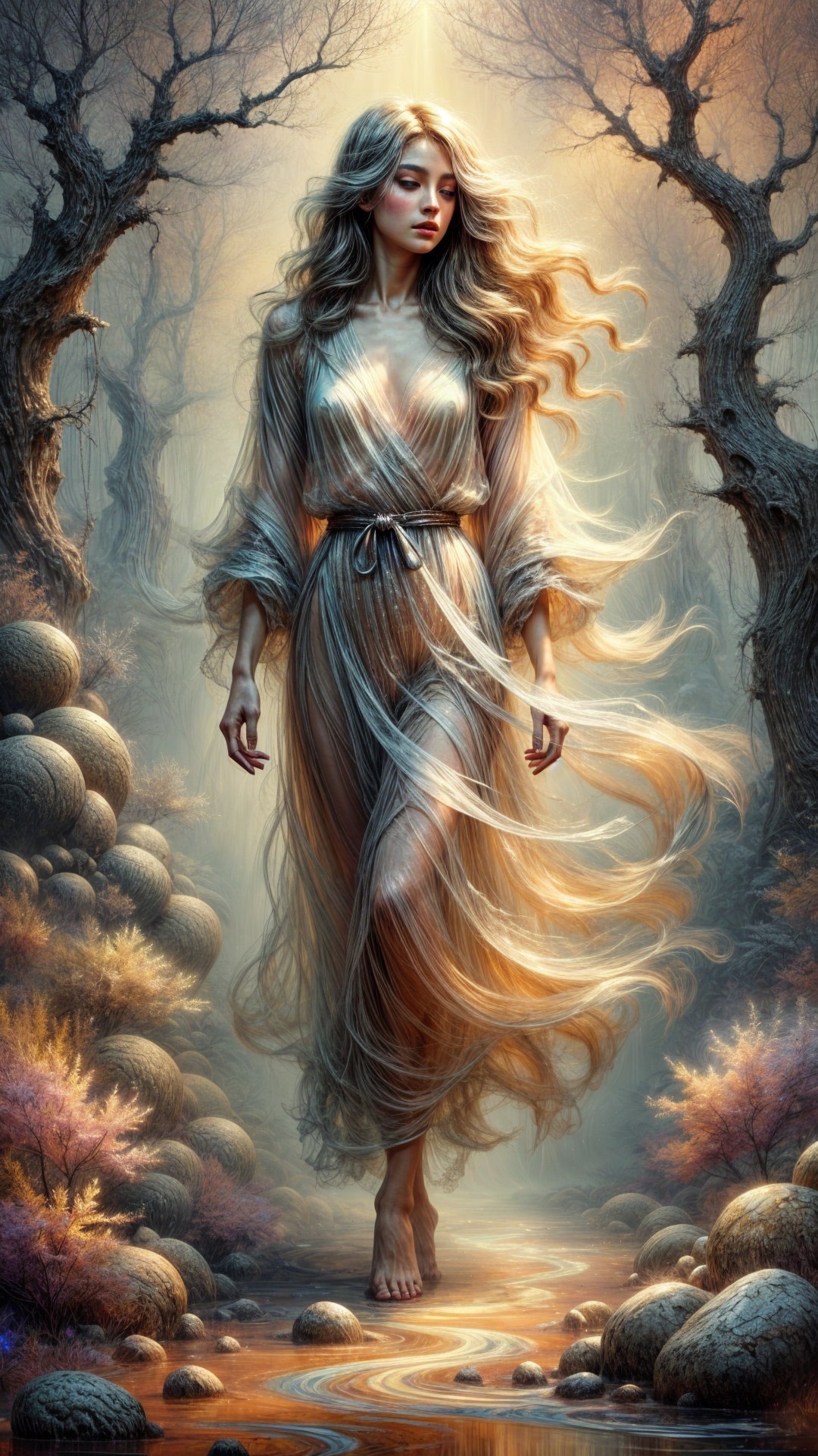Luminous Figure in a Mystical Forest Setting