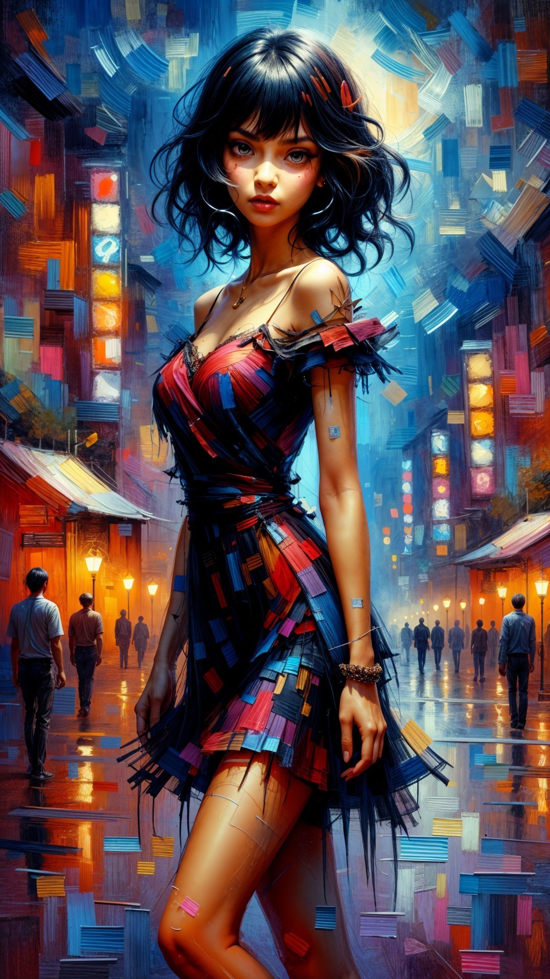 Vibrant Cityscape with Confident Young Woman