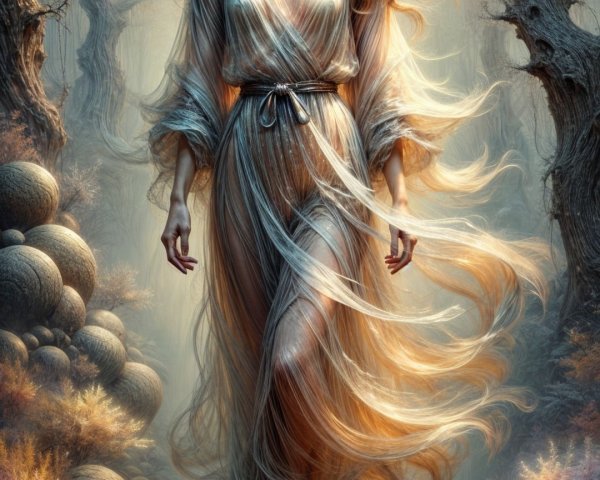 Luminous Figure in a Mystical Forest Setting