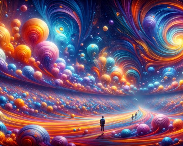 Vibrant Abstract Cosmic Landscape with Swirling Patterns