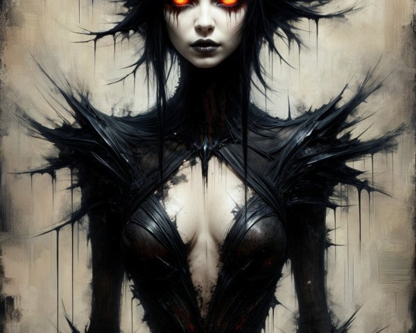 Dark Figure in Intricate Spiked Armor with Glowing Eyes