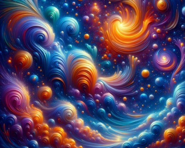 Vibrant Cosmic Scene with Swirling Patterns and Colors