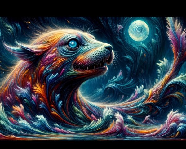 Stylized Bear in a Dreamlike Vibrant Landscape