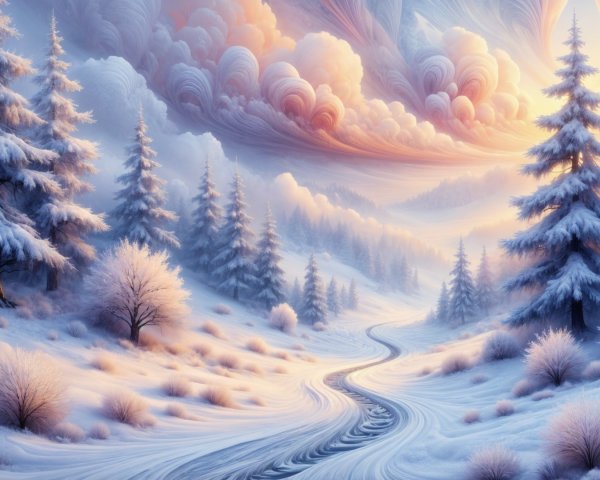 Serene Winter Landscape with Snow-Covered Trees
