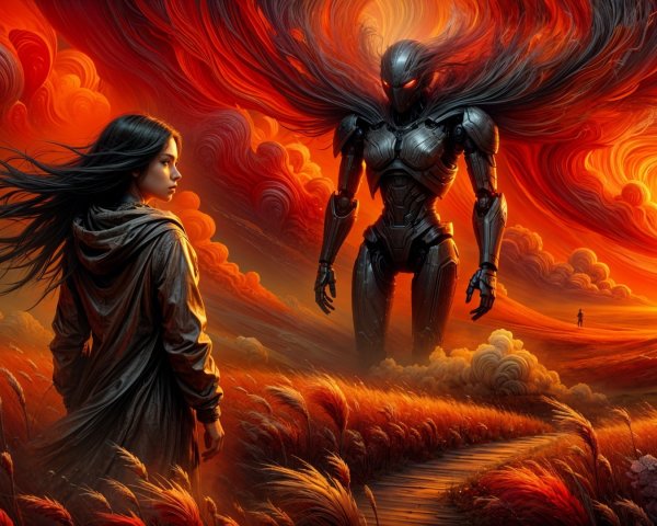 Dramatic Landscape with Woman and Armored Figure
