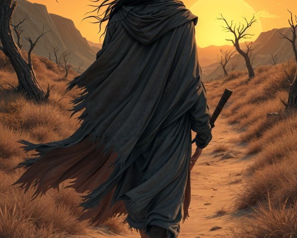 Lone Figure on Deserted Path at Sunset