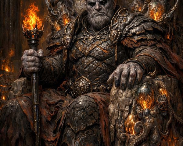 Full body portrait of a god-like warrior in armor