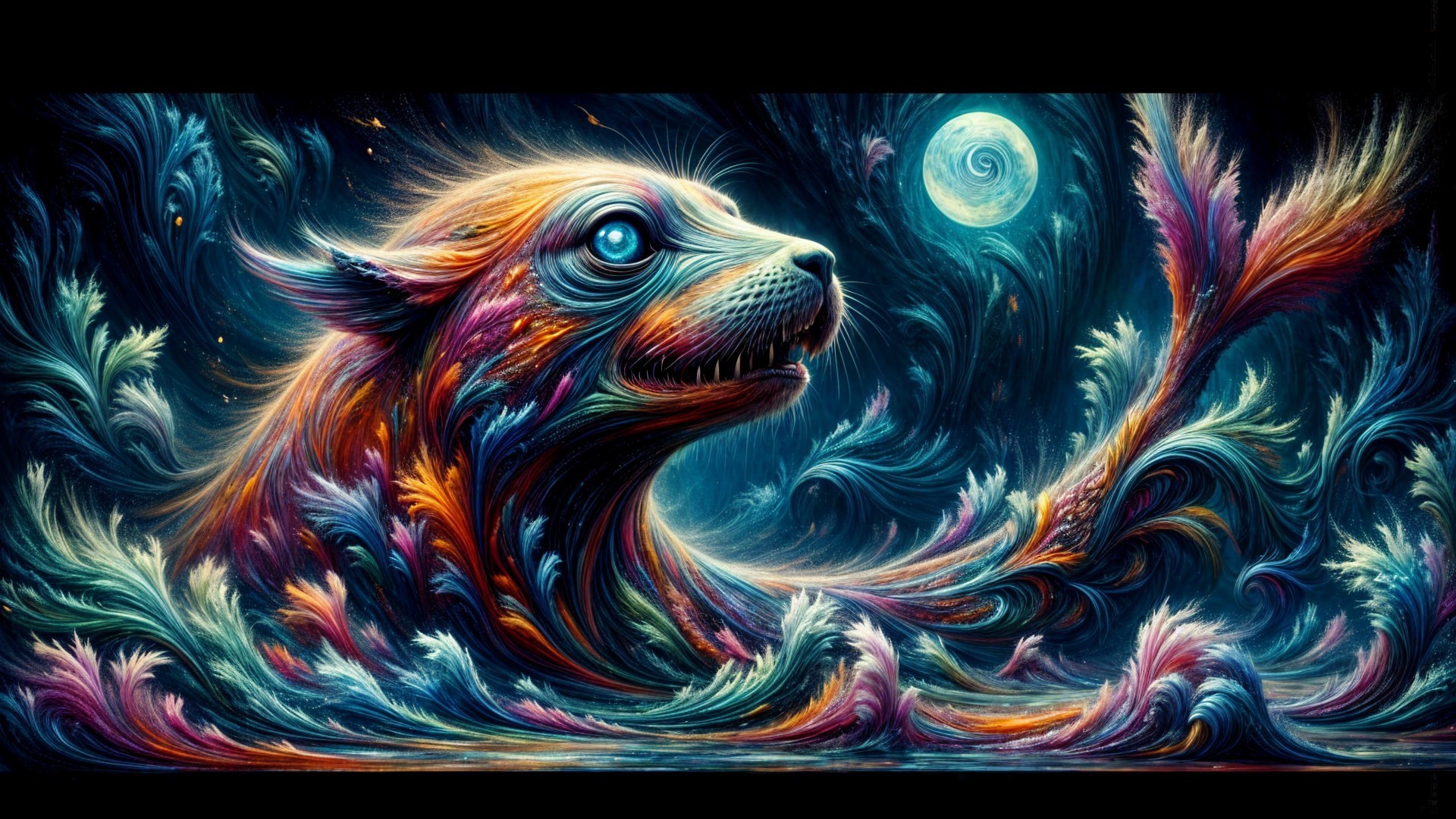 Stylized Bear in a Dreamlike Vibrant Landscape