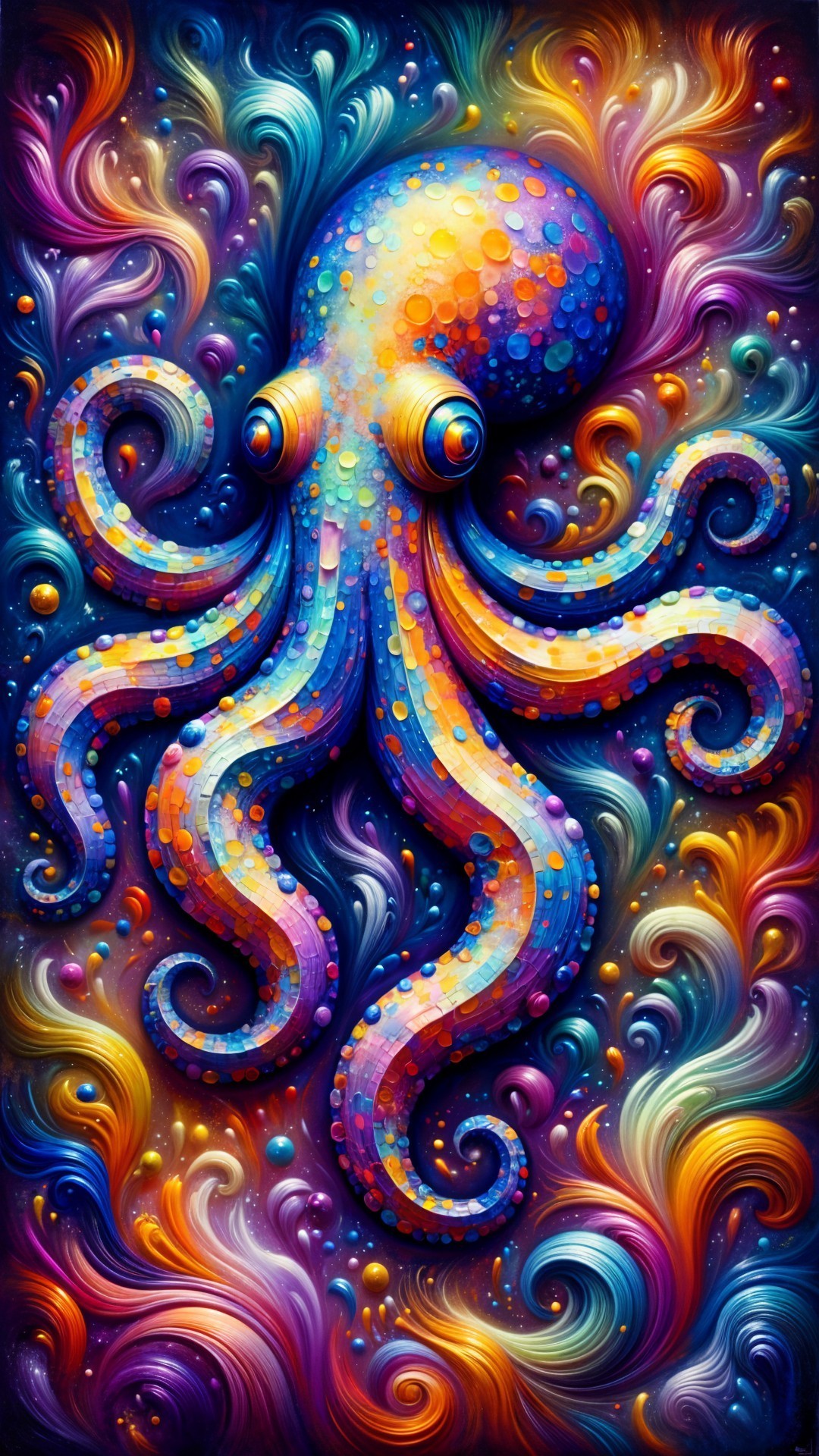 Vibrant Abstract Octopus with Colorful Tentacles