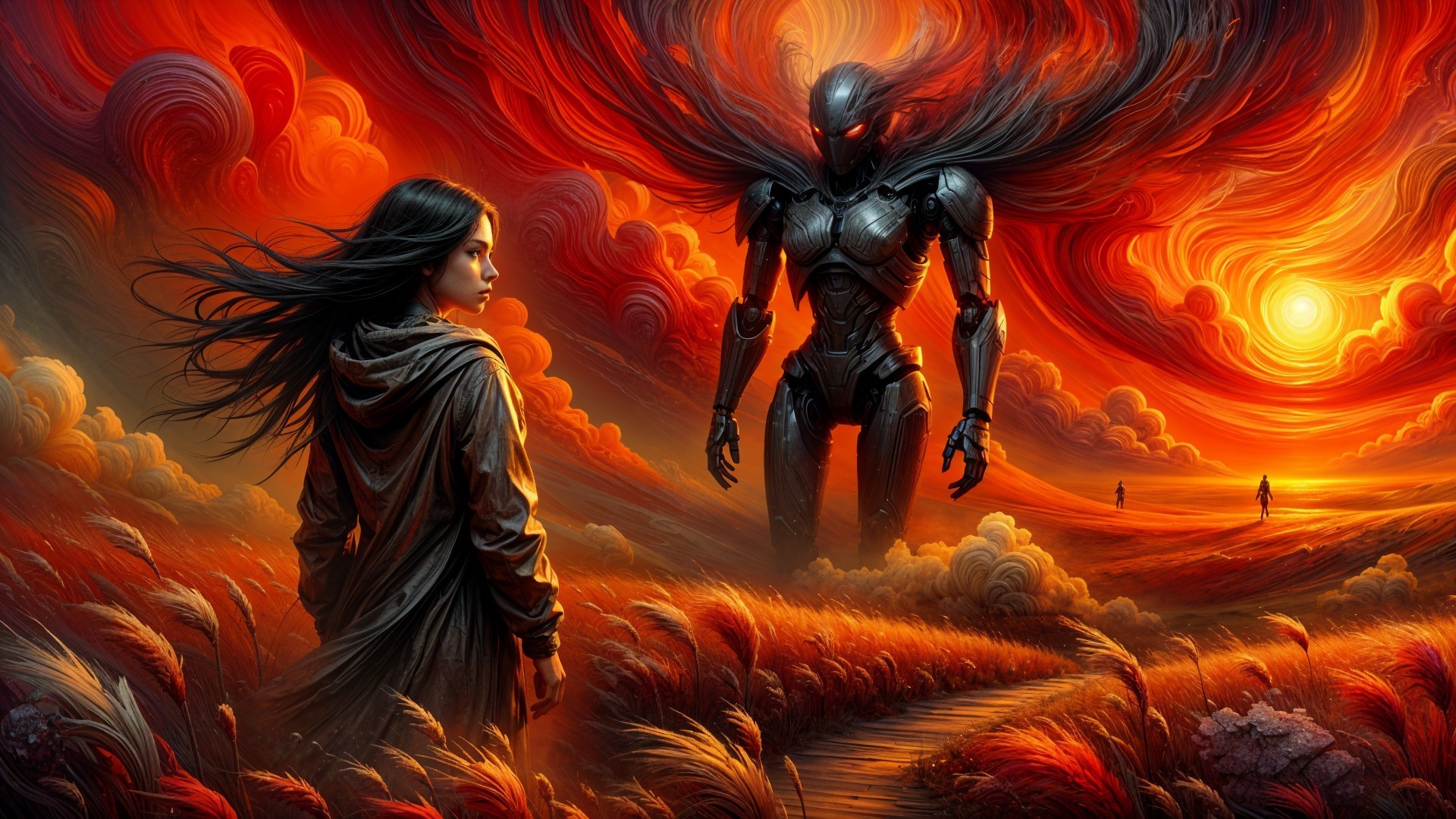 Dramatic Landscape with Woman and Armored Figure
