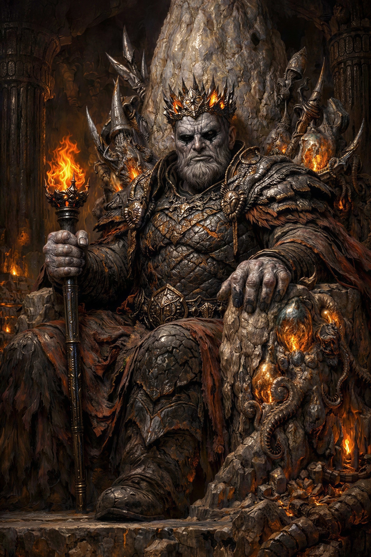 Full body portrait of a god-like warrior in armor