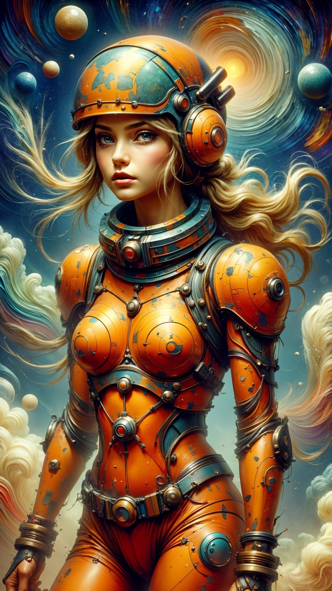 Futuristic Female Astronaut in High-Tech Space Suit