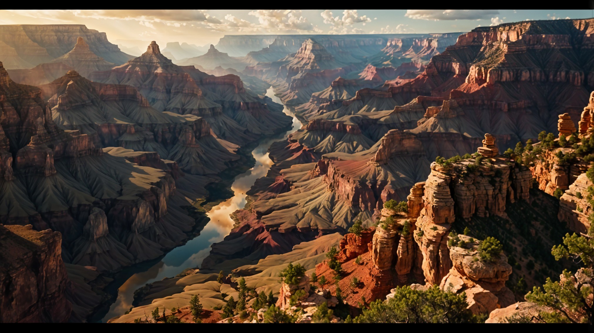 Vast Canyon with Layered Rock Formations at Sunset