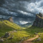 Dramatic Mountain Landscape with Light and Shadow