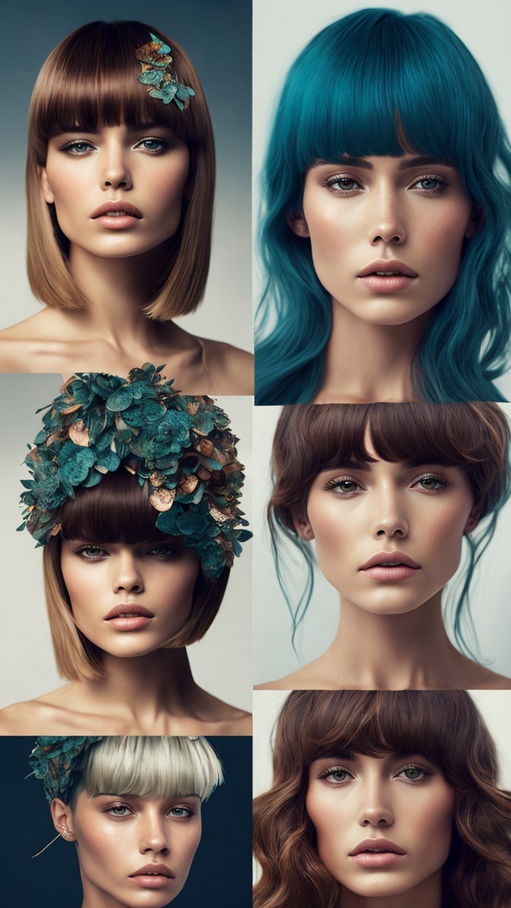 Diverse Portraits of Hairstyles and Colors with Accessories