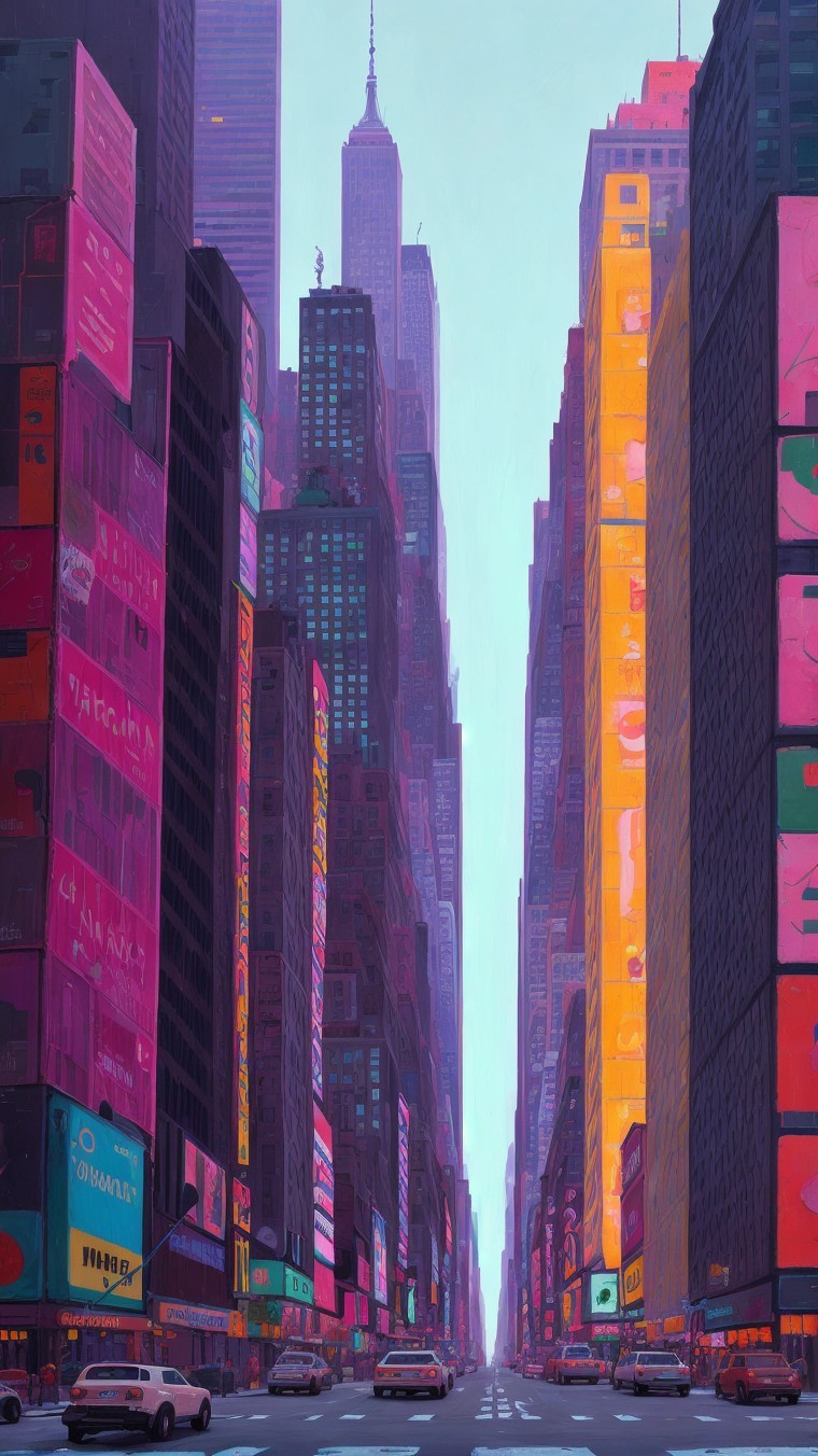 Vibrant Urban Scene of a Bustling City Center