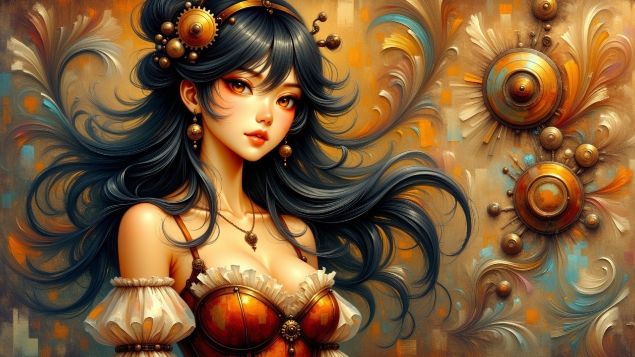 Steampunk Fantasy Woman Digital Painting Description