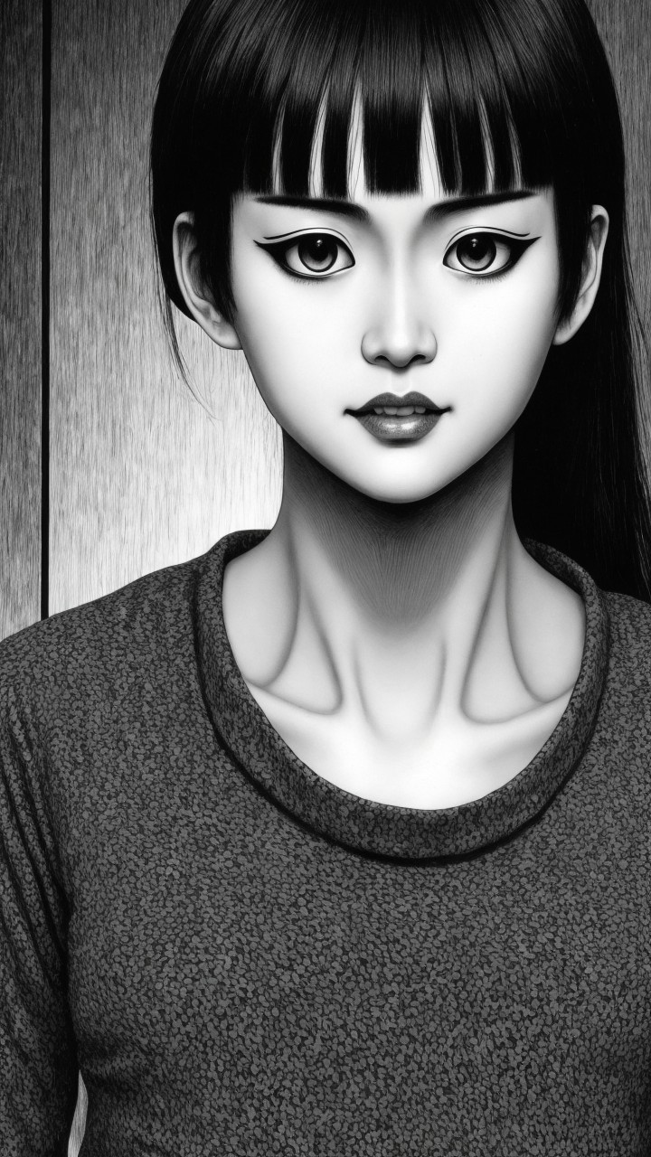 Monochromatic Portrait of a Young Woman with Elegance